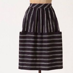 Anthropologie Maeve Navy Striped A Line Skirt 6